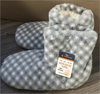 COMPASS Sherpa High Top Slippers Gray White NWT