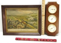 Vtg. Barometer, Picture, Wooden Flute