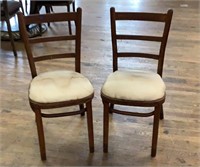Two vintage cloth seat chairs
