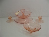 Lot (4) Pink Depression Glass Items
