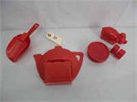 Lot of 1950s - 60s Red Plastic Kitchen Items