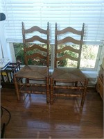 Two Rush Bottom Ladder Back Chairs