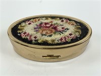 Max Factor vintage lipstick case with tapestry