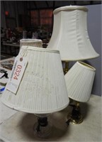 Lot of 4 Table Lamps: Two Brass column lamps,
