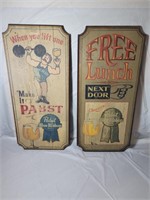 Two Pabst Blue Ribbon Wooden Signs
