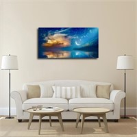 Ukewei Moon Reflected In Sea  Starry Sky Poster  N