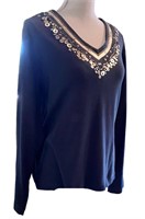 Chicos Embellished Cotton Sweater
