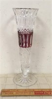 RUBY AND CLEAR GLASS TRUMPET VASE