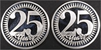 (2) 1 OZ .999 SILVER 2024 25TH ANNIVERSARY ROUNDS