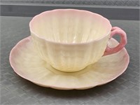 Rare Pink Belleek Teacup/Saucer