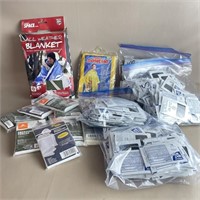 Lot of Wet Wipes, All Weather Blanket, & Ponchos