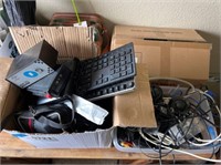 LOT OF COMPUTER WIRES, KEYBOARDS, MOUSES,