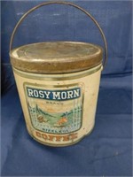 Antique Rosy Morn Brand Coffee tin with lid 4