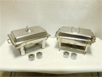Lot of 2 - Stainless Steel Chafing Dishes and Fuel