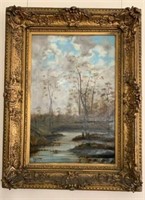 Antique Oil Painting Landscape - "A. Henrich"