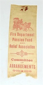 HORSE DRAWN FIRE DEPT PENSION FUND RIBBON 1885