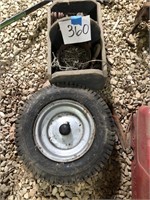 Tire,wooden box, misc chains