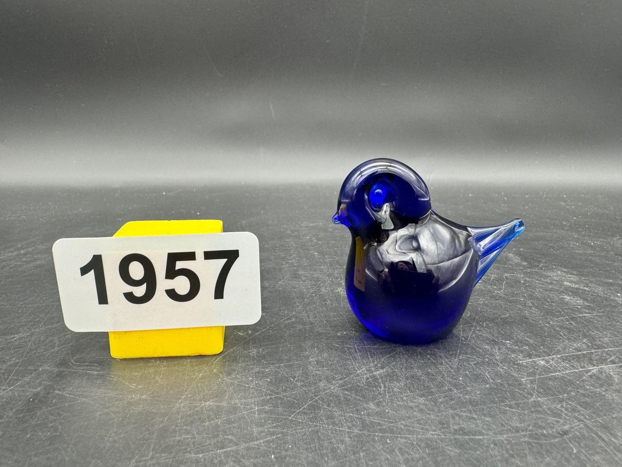 Tiny 2" Colbalt Blue Bird Sweden Signed