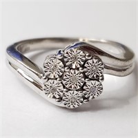 $140 Silver 7 Diamonds Ring