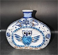 Vintage Mexican Stoneware Pottery Owl Vase