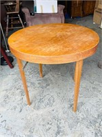 vintage round wood folding table ( C7 )
