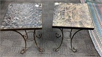 2 ceramic top plant stands or side tables,