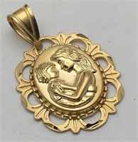 14k Gold Mother Pendant