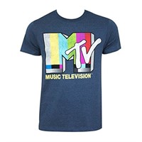 MTV Men's T-Shirt, Navy Heather, Medium