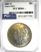 1887-O VAM-2 RPD Morgan PCI MS64+ Fantastic Color