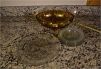 405: Indiana glass fruit bowl cake plate