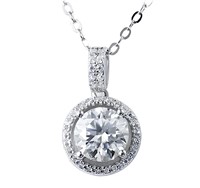925S 1.0ct Moissanite Diamond Halo Necklace