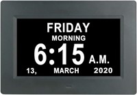 LaMi Products 7 Inch Digital Calendar Clock-Black