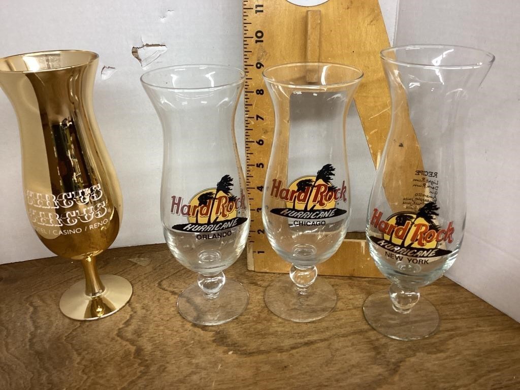 Lot of 4 casino glasses