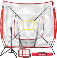 77ft Baseball Practice Net with Tee  Red
