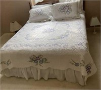 Comforter, pillows with shams, sheets, mattress,