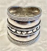 Wide sterling silver artisan crafted ring