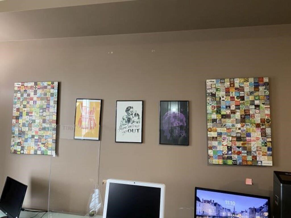 ASSORTED PICTURES ON WALL