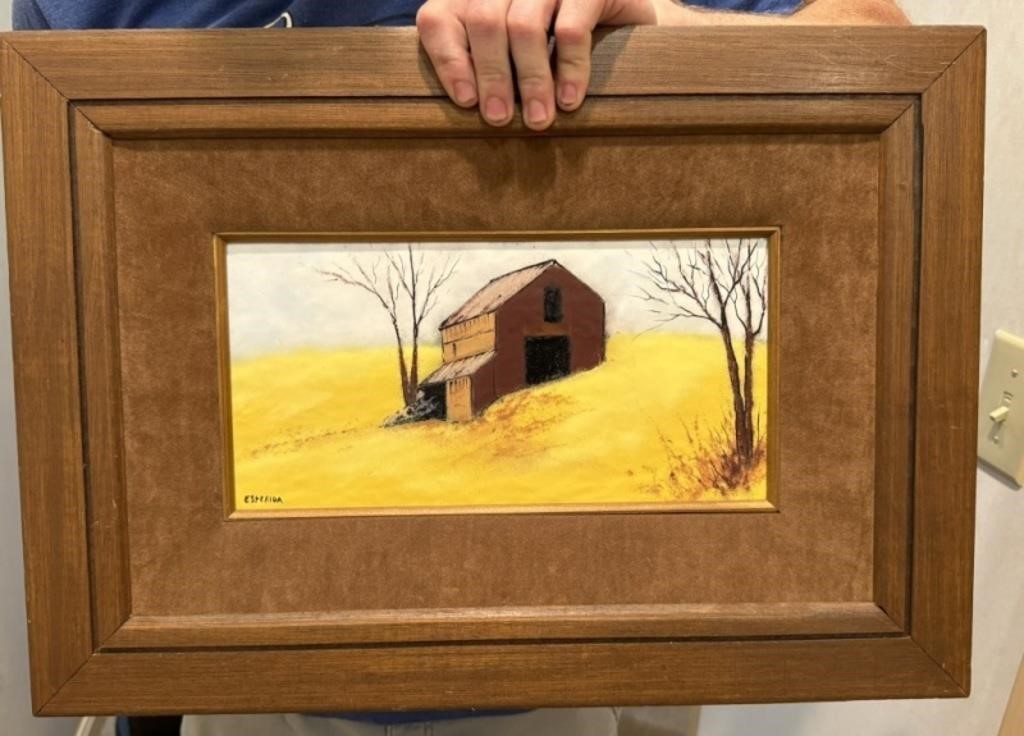 Framed Enameled Barn Print