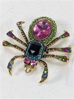 Blingy Rhinestone Spider Brooch