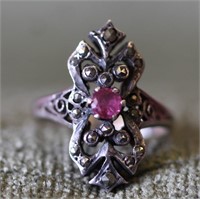 STERLING PINK SOLITARE RING