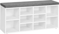 VASAGLE Shoe Bench  11.8x40.9x18.9in  White/Gray