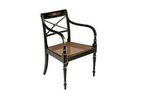 EBONIZED REGENCY STYLE ARM CHAIR