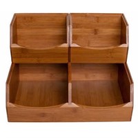 New 3-Piece Stackable Bamboo Bin Organizer Set