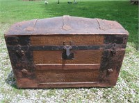 Antique Steamer Trunk Dome-embossed 33x16x21