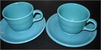 Two Fiesta Ware 6" Saucers- Turquoise