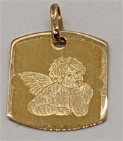 10 Kt Yellow Gold Pendant - Angel Etching