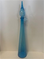 26" Empoli mid-century blue glass decanter