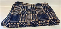 BEAUTIFUL 19TH C. INDIGO BLUE OVERSHOT COVERLET