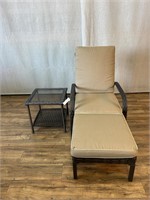 Woven Lay Flat Patio Chair, Ottoman, Side Table