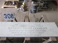 Engraved Marble Security Trust Company Sign